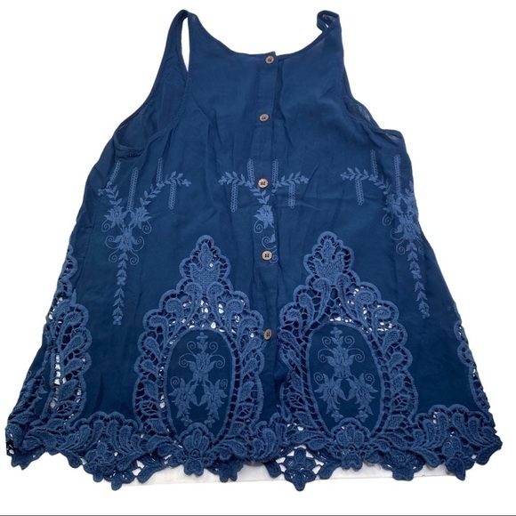 Temptation Blue Rayon Embroidered Top - Picture 2 of 9